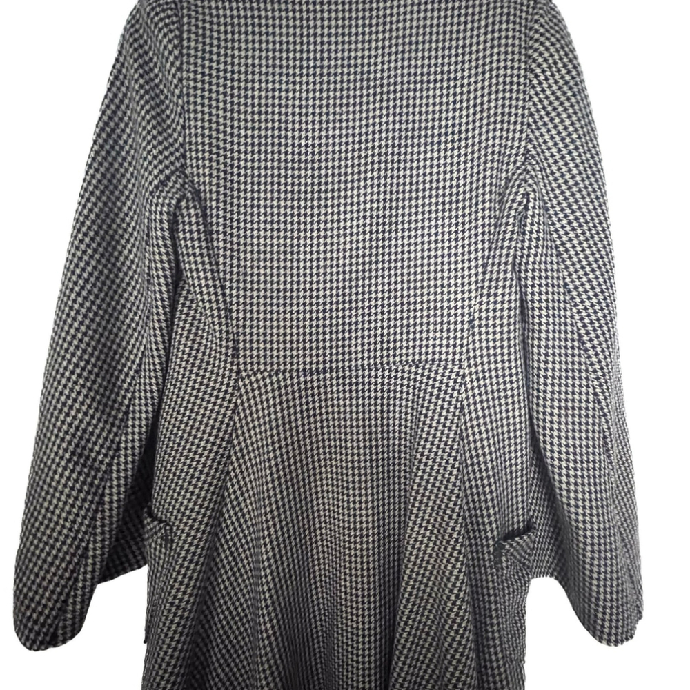 Avante Garde Designer Houndstooth Asymmetric Ruffle Hem Coat Lagenlook Gothic - Picture 7 of 14